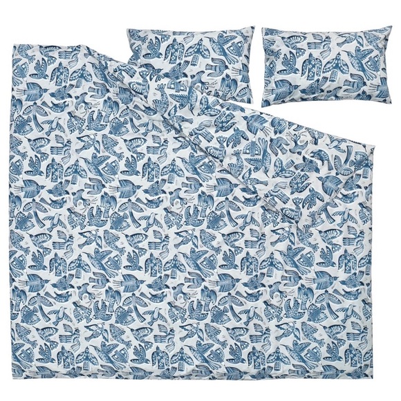 IKEA Other - FULL/QUEEN IKEA Bittersota duvet cover & 2 pillow cases w bird design GORGEOUS!